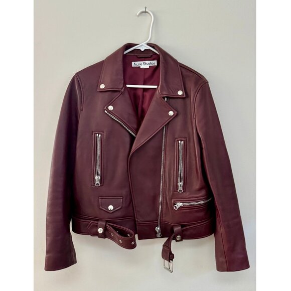 Cherry Red Acne Studios Leather Biker Jacket [42, Excellent Condition] - Picture 4 of 5